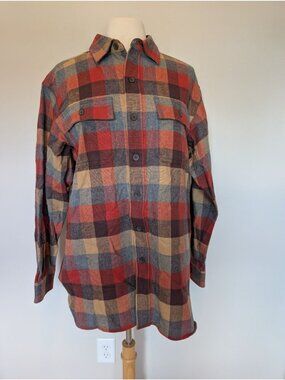 L.L. Bean Mens Medium Traditional Fit Chamois Plaid Shirt Western